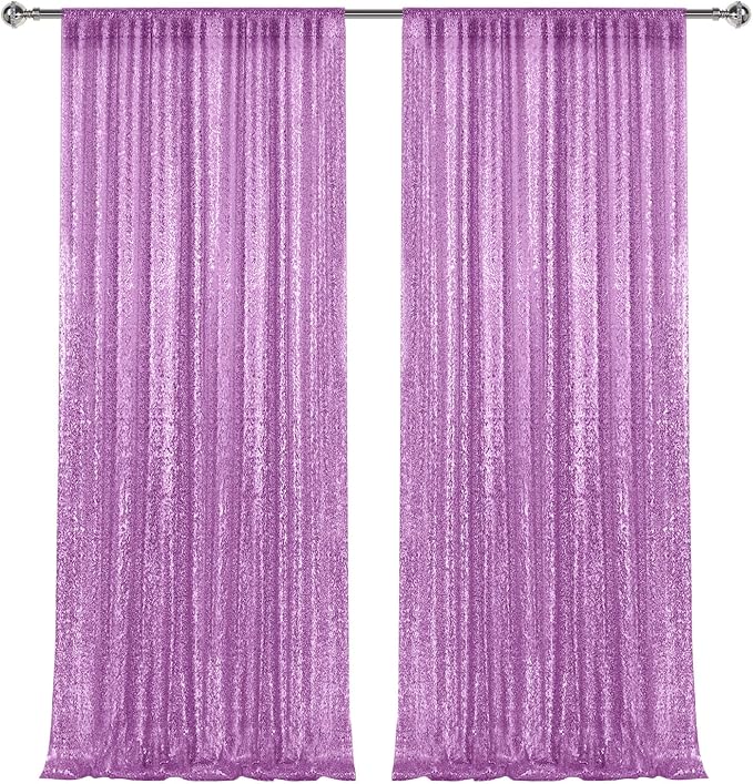 2×8FT-2PCS Lavender Sequin Backdrop Curtains Panels, Photography Backdrop - Image 7
