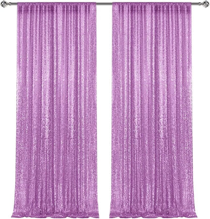 2×8FT-2PCS Lavender Sequin Backdrop Curtains Panels, Photography Backdrop - Image 7