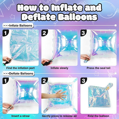 NISOCY 48PCS Iridescent Square Foil Balloons Wall Backdrop | Holographic - Image 4