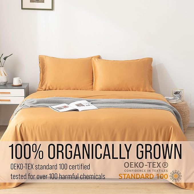 Bella Coterie | Luxury Bamboo Viscose Queen Size Pillowcase Set | 100% Organically Grown | Ultra Soft | Cooling | 2 Pcs [Marigold]