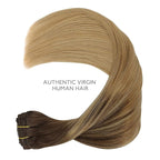 WENNALIFE Clip in Hair Extensions Real Human Hair, 20 Inch 120g 7pcs Balayage Chocolate Brown to Dirty Blonde Hair Extensions Clip In Human Hair Remy Clip in Hair Extensions Natural Human Hair