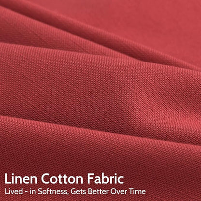 Christmas Red Linen Curtains 63 Inch Length - Image 4