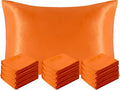 NTBAY 12 Pack Satin King Pillowcases for Hair and Skin, Luxurious and Silky Pillow Cases with Envelope Closure, 20 x 36 Inches, Orange
