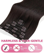 YoungSee 150G Clip in Human Hair Extension Brown Clip in Extensions Real Human Hair Darkest Brown Clip on Hair Extensions for Women 20Inch 7Pcs