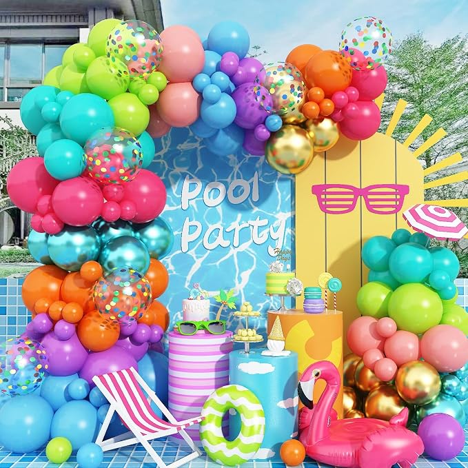 Multicolor Summer Balloon Arch Kit, Colorful Neon Balloons by Govpy
