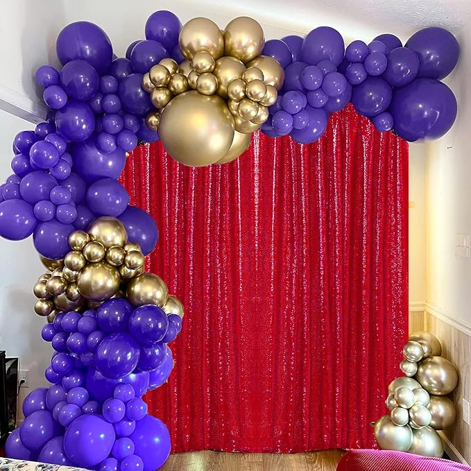 JYFLZQ Red Sequin Backdrop Curtains 4ft x 6.5ft 1 Panel Glitter Photo Booth - Image 3
