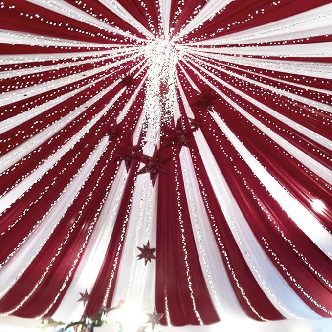 6 Panels Burgundy Ceiling Drapes by Showgeous