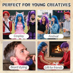 Byhoo Blue Red Purple Temporary Hair Color for Dark Hair Dye, Cream Formula, Washable Hair Dye for Kids Girls Birthday Party Halloween Cosplay Hair Gift