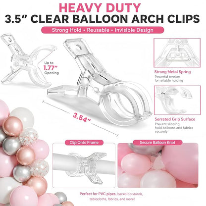 15 Pack Clear Balloon Arch Clips, 3.5-Inch Heavy Duty Backdrop Clips | Includes - Image 3