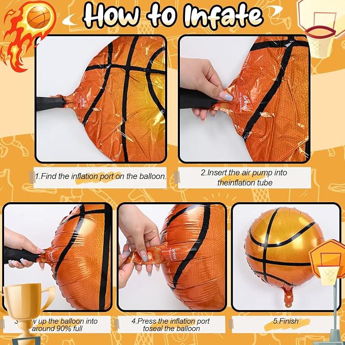 18 Inch Basketball Balloons Decor, Mylar Sport Balloons - Image 8