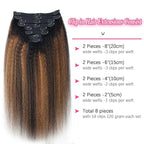 Kinky Straight Clip in Hair Extensions Real Human Hair For Women Highlight Hair Extensions Kinky Straight Clip ins (24inch,T1BP1B/30)