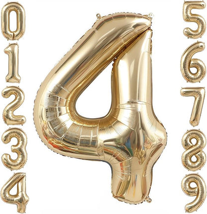 Champagne Gold 4 Balloon, 40 Inch Light Gold Number 4 Balloon Big Foil Mylar by BBPOOL