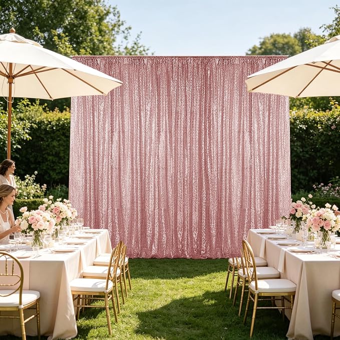 Hahuho Rose Gold Sequin Backdrop Curtain, Party Decoration（2 Panels, 4FT x 8FT - Image 7