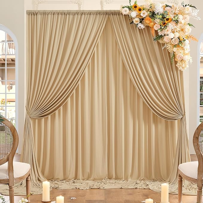 10ft x 10ft Wrinkle Free Champagne Backdrop Curtains by ENJOYYOURPARTY