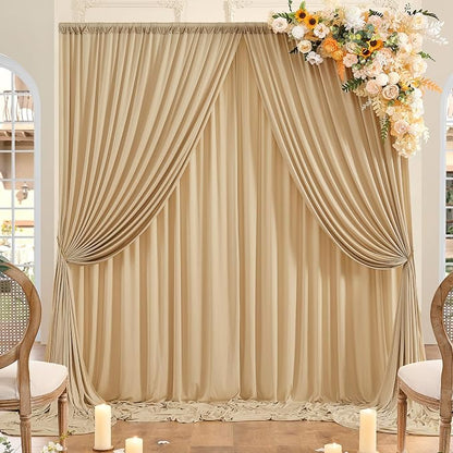 10ft x 10ft Wrinkle Free Champagne Backdrop Curtains by ENJOYYOURPARTY