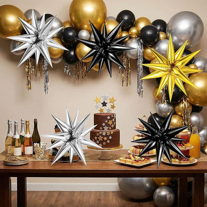 72PCS Gold Silver Black Star Balloons, Big 26 Inch Star Foil Metallic Mylar - Image 6