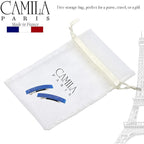 Camila Paris CP3042 French Hair Barrette Clip for Girls, Set of 2 Blue Rubberized Metal Clasp Strong Hold Grip Hair Clips for Women, No Slip Durable Styling Girls Hair Accessories, Made in France