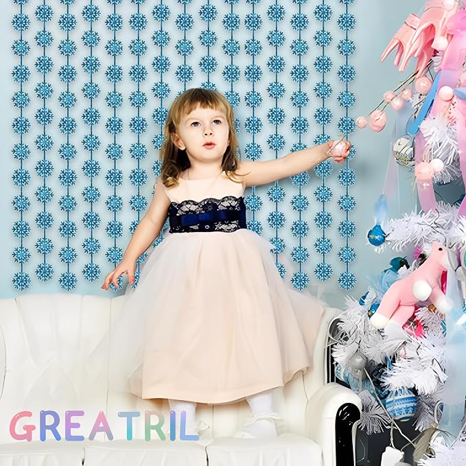 Silver Blue Snowflake Fringe Curtain - Image 5