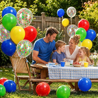 Red Blue Green Yellow Balloons, 12 Inch 50pcs Carnival Circus Balloon Matte Red - Image 5