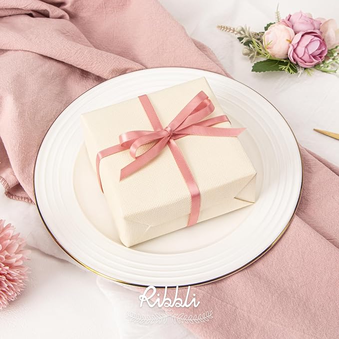 Ribbli Rose Gold Satin Ribbon, Double Faced Satin 1/4 inch x Continuous 50 Yards - Image 2