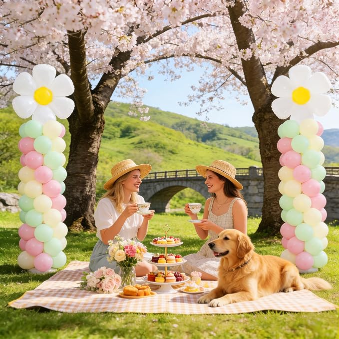 Daisy Pastel Flower Balloon Column Stand Kits 2 Sets - Image 5
