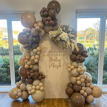 Brown Gold Balloons, Nude White Sand White Cream Coffee Balloon - Image 6