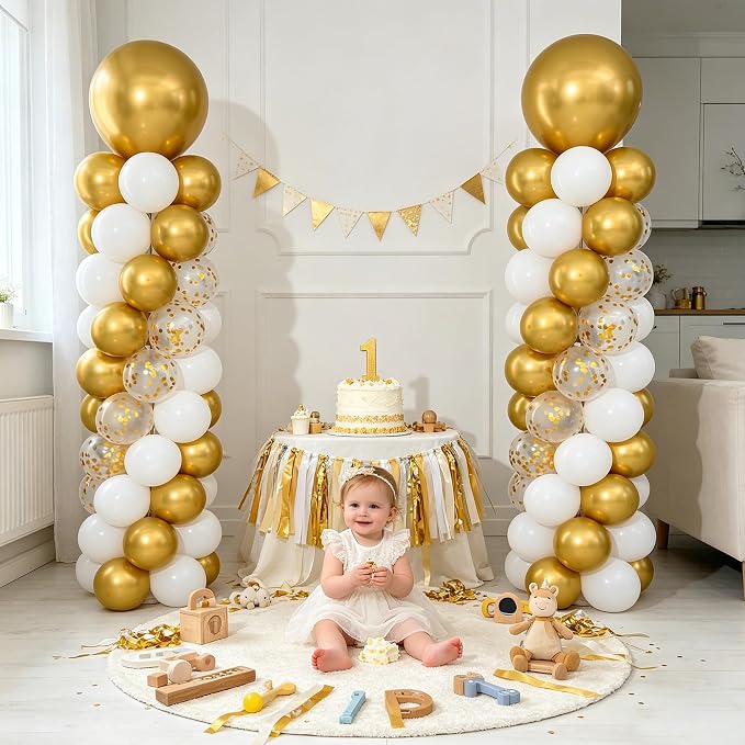 White and Gold Balloon Column Stand Kit Set of 2 - Image 7