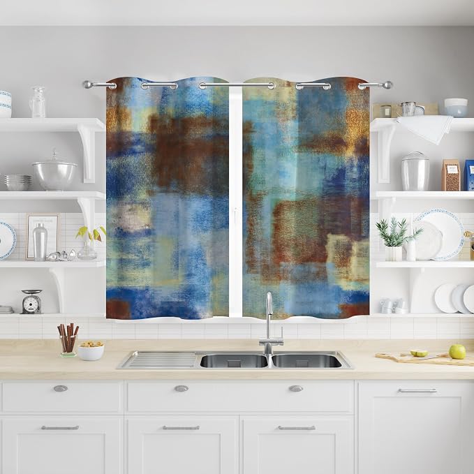 Asuexpect Abstract Curtains 2 Panels Abstract Rust Curtain Room Darkening by Asuexpect