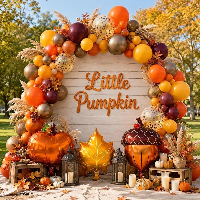 Fall Balloon Arch Kit, Thanksgiving Orange Burgundy Yellow Balloon Garland | - Image 8