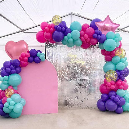 Pink Purple Blue Balloons, 12 Inch Teal Blue Hot Pink Metallic Pearl Purple - Image 5