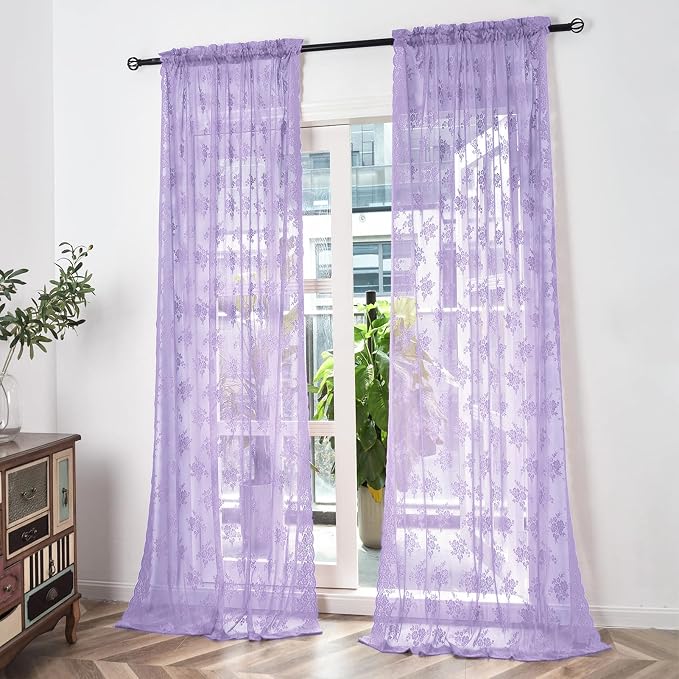 Kotile Light Purple Sheer Curtains - Image 3