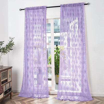 Kotile Light Purple Lace Curtains - Image 2