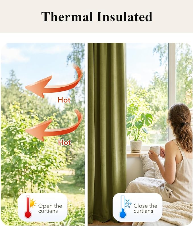 Olive Green Velvet Luxury Drapes - Image 6
