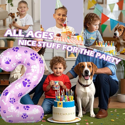 40 Inch Pink Dog Paw Balloons, Numeral 2 Birthday Balloons - Image 5