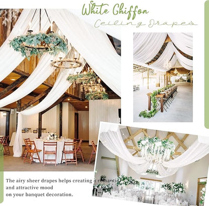 6 Panels White Ceiling Drapes for Wedding Ceiling Drapes 5ftx20ft Wedding Arch - Image 8