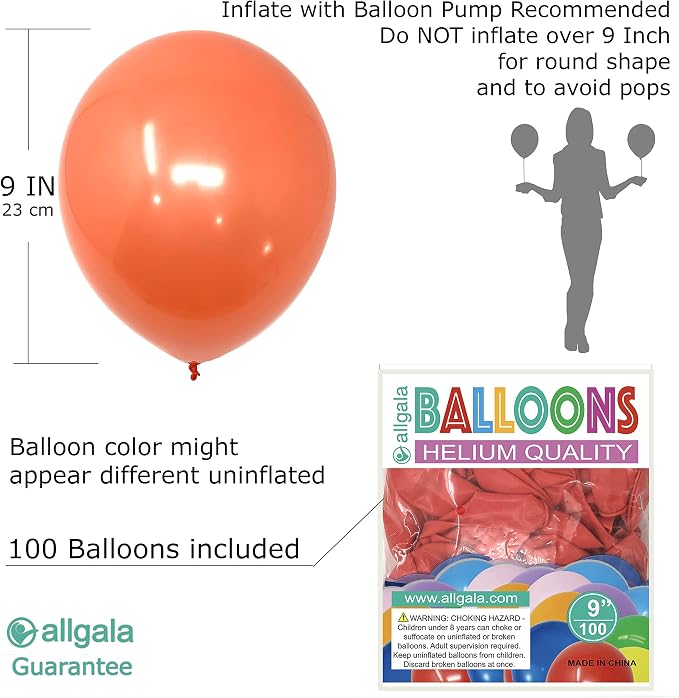 Allgala 100 Count 9 Inch Helium Grade Premium Latex Balloons - Image 2