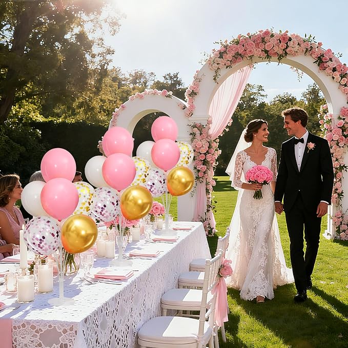 4 Sets Pink Gold Confetti Balloons Centerpieces - Image 5