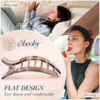 Obeoby 8 PCS Flat Hair Clips for Women, Strong-Hold French Flat Claw Clips for Thin Thick Hair Barrettes Medium Accessories (Tortoiseshell)