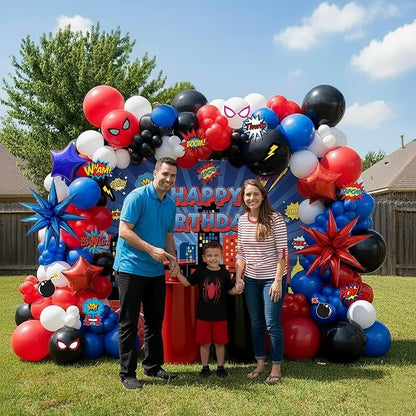 Blue Red Black white Balloon Garland Arch Kit 140PCS - Image 3