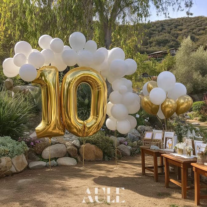 AULE 40 Inch Gold 10 Balloon Number Foil 0-9 Birthday Big Numbers | Birthday - Image 2