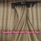 YoungSee Tape in Hair Extensions Human Hair Brown Tape in Hair Extensions Balayage Tapes ins Human Hair Extension Light Brown Ombre Platinum Blonde Hair Extension Tape-in 18 Inch 20pcs 50g