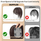 Hair Toppers for Women Real Human Hair-U Shape Toppers Hair Pieces for Women with Thinning Hairr 150% Density Silk Base Clip in Human Topper with Bangs for Daily Use(Dark Brown