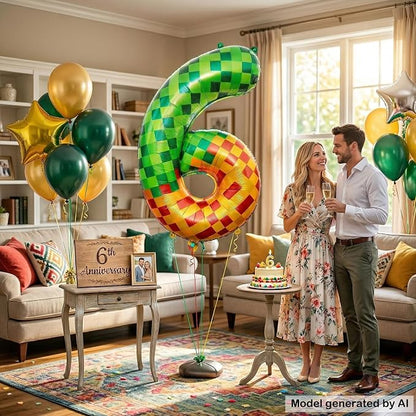 40 Inch Pixelated Number 6 Foil Balloon - Image 7