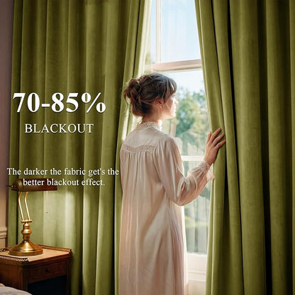 Olive Green Velvet Luxury Drapes - Image 3