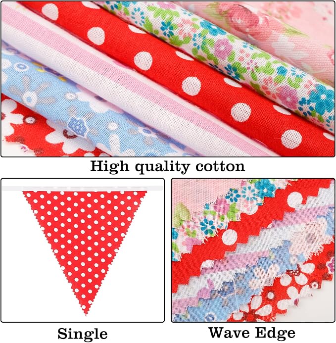 G2PLUS 39Ft Triangle Bunting Banner, Reusable Red White Blue Fabric Triangle - Image 3