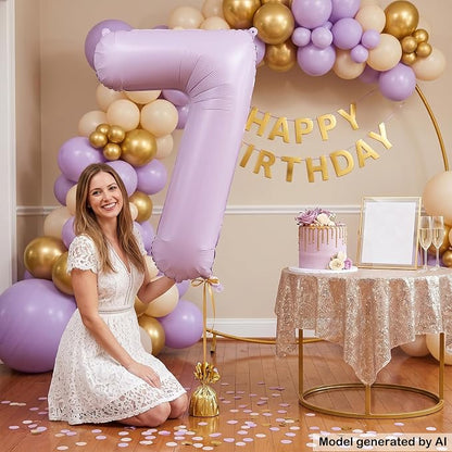 40" Pastel Purple Foil Number 7 Balloon - Image 3