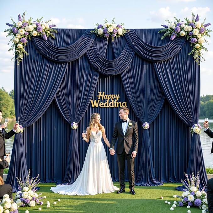20ftx10ft Wrinkle Free Navy Blue Backdrop Curtains - Image 8