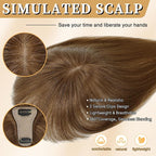 NAYOO Hair Toppers for Women Real Human Hair, 360° Cover Clips in Full Fringe Fake Bangs Hair Pieces for Women Girls Daily Wear(Light Brown)