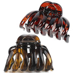 Octopus Hair Claw Clips for Thick Hair 3.6" Large Octopus Claw Clips for Women's Long Hair (2 Pcs, Brown&Dark Red)