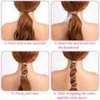 4PCS Bead Spiral Hair Ties, Artificial Pearl Bead Phone Cord Ponytail Holders for Women, Elegant Rubber Hair Coils, Stylish Hair Accessories for Party, Daily Use - White, Silver Bead